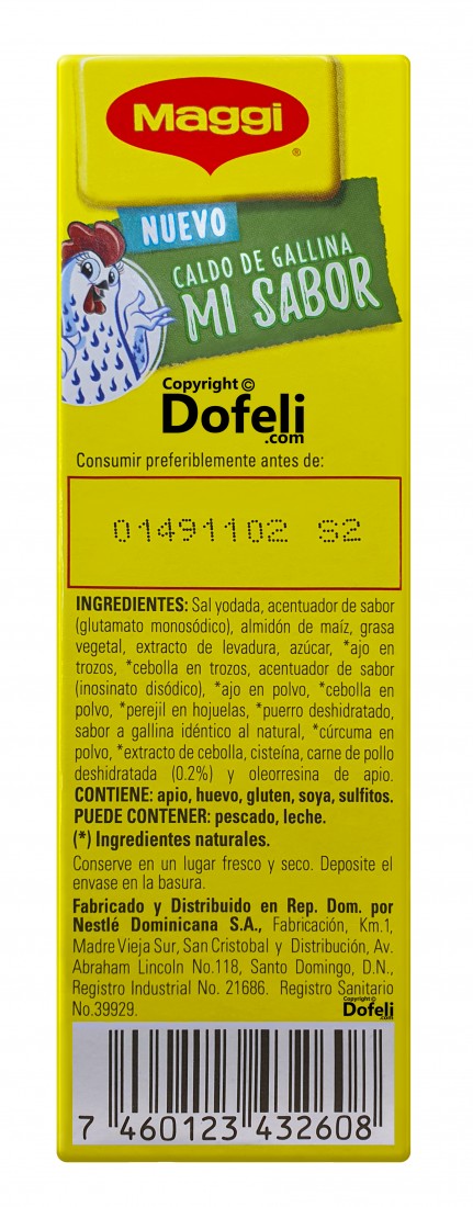 Traditional Dominican hen seasoning cubes by Maggi with flavorful herbs and spices.